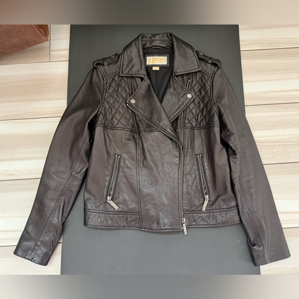 MICHAEL Michael Kors Black Quilted Leather Jacket